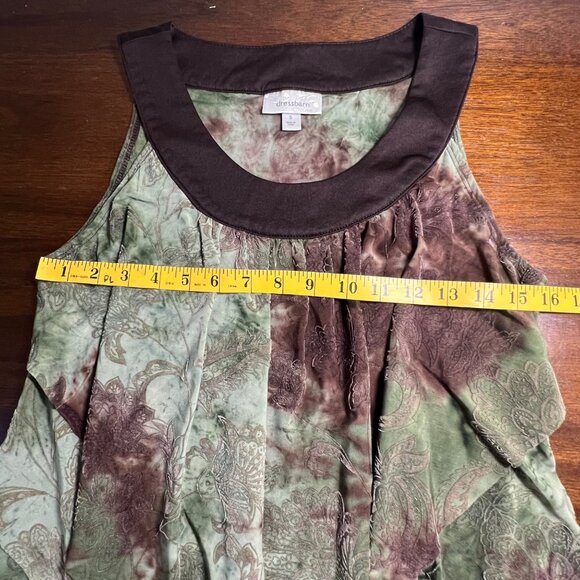 Y2K Green Velvet Burnout Top Indie Going Out Top Forest Fairy Grunge Brown Small - Picture 6 of 12